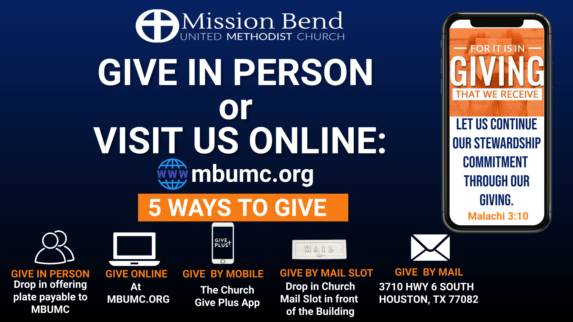 5 Ways to Give to Support MBUMC